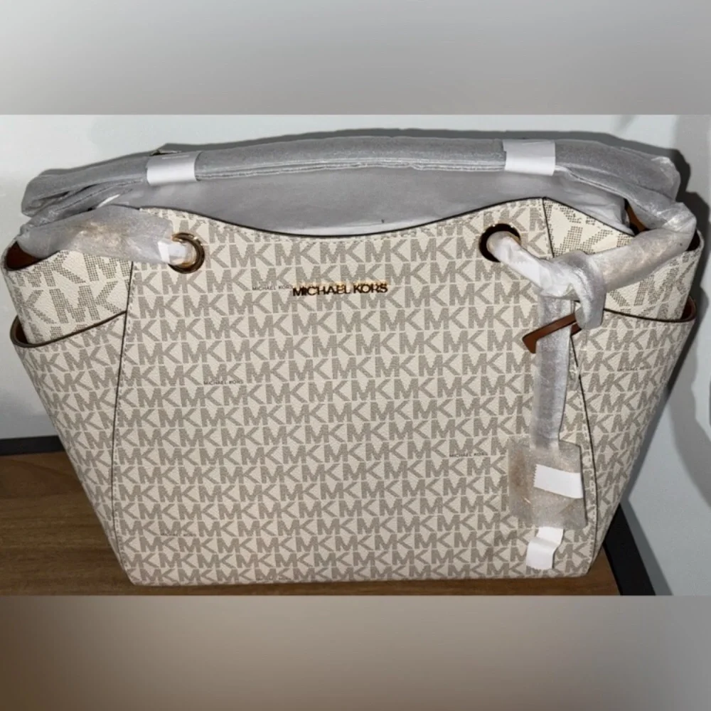 Michael Kors Tan and Brown Logo Tote - Picture 1 of 8